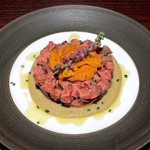 俺のイタリアン渋谷_松阪牛と雲丹のタルタル 焼き茄子のクレマ